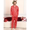 image:imageSWOMOG Couples Satin Pajamas Set 2PCS Pjs Sets Long Sleeve amp Pants Sleepwear Button Down Double Piping Loungewear with PocketChristmas Red