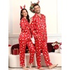 image:imageSWOMOG Couples Satin Pajamas Set 2PCS Pjs Sets Long Sleeve amp Pants Sleepwear Button Down Double Piping Loungewear with PocketChristmas Red