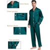 image:imageSWOMOG Couples Satin Pajamas Set 2PCS Pjs Sets Long Sleeve amp Pants Sleepwear Button Down Double Piping Loungewear with PocketDeep Green