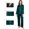 image:imageSWOMOG Couples Satin Pajamas Set 2PCS Pjs Sets Long Sleeve amp Pants Sleepwear Button Down Double Piping Loungewear with PocketDeep Green