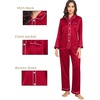 image:imageSWOMOG Couples Satin Pajamas Set 2PCS Pjs Sets Long Sleeve amp Pants Sleepwear Button Down Double Piping Loungewear with PocketScarlet Red