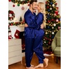 image:imageSWOMOG Couples Satin Pajamas Set Womens amp Mens Matching Silk Long Sleeve Sleepwear 2 Piece Button Down Pjs Set Lounge SetDeep Navy Blue