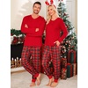 image:imageSWOMOG Family Christmas Matching Pajamas Set Long Sleeve Plaid Pajamas for Men Pjs Set Soft 2 PCS Loungewear Red Green Plaid M