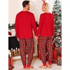 image:imageSWOMOG Family Christmas Matching Pajamas Set Long Sleeve Plaid Pajamas for Men Pjs Set Soft 2 PCS Loungewear Red Green Plaid M