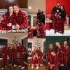 image:imageSWOMOG Family Christmas Matching Pajamas Set Long Sleeve Plaid Pajamas for Men Pjs Set Soft 2 PCS Loungewear Red Green Plaid M