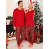 image:imageSWOMOG Family Christmas Matching Pajamas Set Long Sleeve Plaid Pajamas for Men Pjs Set Soft 2 PCS Loungewear Red Green Plaid M