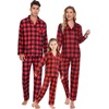 image:imageSWOMOG Family Christmas Matching Pajamas Set Long Sleeve Plaid Pajamas for Women Pjs Set Soft 2 PCS Loungewear Red Plaid XL