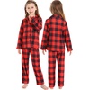 image:imageSWOMOG Family Christmas Matching Pajamas Set Long Sleeve Plaid Pajamas for Women Pjs Set Soft 2 PCS Loungewear Red Plaid XL