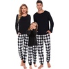 image:imageSWOMOG Family Christmas Matching Pajamas Set Long Sleeve Plaid Pajamas for Women Pjs Set Soft 2 PCS Loungewear White Plaid XXL
