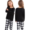 image:imageSWOMOG Family Christmas Matching Pajamas Set Long Sleeve Plaid Pajamas for Women Pjs Set Soft 2 PCS Loungewear White Plaid XXL