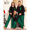 image:imageSWOMOG Family Christmas Matching Pajamas Set WomenMenKids Modal Pajama 2 PCS Long Sleeve Sleepwear Sets with Pockets Kids Green Black Plaid 120 CM