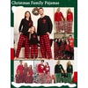 image:imageSWOMOG Family Christmas Matching Pajamas Set WomenMenKids Modal Pajama 2 PCS Long Sleeve Sleepwear Sets with Pockets Kids Red Black Plaid 160 CM