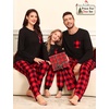 image:imageSWOMOG Family Christmas Matching Pajamas Set WomenMenKids Modal Pajama 2 PCS Long Sleeve Sleepwear Sets with Pockets Kids Red Black Plaid 160 CM