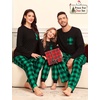image:imageSWOMOG Family Christmas Matching Pajamas Set WomenMenKids Modal Pajama 2 PCS Long Sleeve Sleepwear Sets with PocketsGreen Black Plaid