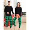 image:imageSWOMOG Family Christmas Pjs Matching Sets Christmas Pajamas for Family Xmas Jammies Set Christmas Holiday Sleepwear Women and Men Green Black Plaid XLarge