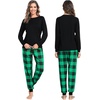 image:imageSWOMOG Family Christmas Pjs Matching Sets Christmas Pajamas for Family Xmas Jammies Set Christmas Holiday Sleepwear Women and Men Green Black Plaid XLarge