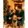 image:imageSWOMOG Family Matching Button Down Pajamas Pjs Silk Satin Long Sleeve Shirt Long Pants Set Sleepwear 2 Pcs Outfits LoungewearGreen Stripes