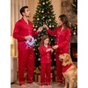 image:imageSWOMOG Family Matching Pajamas Set 2Piece Silk Satin Sleepwear LoungewearRed