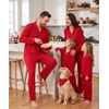 image:imageSWOMOG Family Pajamas Set Christmas Matching Pjs Long Sleeve Festival Party Nightwear Xmas Button Down Sleepwear Red