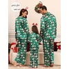 image:imageSWOMOG Matching Family Pajamas Set Women amp Men amp Kids Silk Satin Pjs 2 Pcs Long Sleeve Button Down Sleepwear with 2 PocketsKids Christmas Pattern 120Age for 67Y