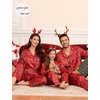 image:imageSWOMOG Matching Family Pajamas Set Women amp Men amp Kids Silk Satin Pjs 2 Pcs Long Sleeve Button Down Sleepwear with 2 PocketsKids Christmas Red Plaid 130Age for 89Y