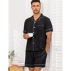 image:imageSWOMOG Men Pajama Set Short Sleeve Summer Pjs Button Down Sleepwear Soft Pajama Shorts 2 Piece Loungewear with PocketsBlack