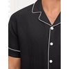 image:imageSWOMOG Men Pajama Set Short Sleeve Summer Pjs Button Down Sleepwear Soft Pajama Shorts 2 Piece Loungewear with PocketsBlack