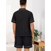 image:imageSWOMOG Men Pajama Set Short Sleeve Summer Pjs Button Down Sleepwear Soft Pajama Shorts 2 Piece Loungewear with PocketsBlack