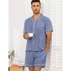 image:imageSWOMOG Men Pajama Set Short Sleeve Summer Pjs Button Down Sleepwear Soft Pajama Shorts 2 Piece Loungewear with PocketsBlue