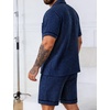 image:imageSWOMOG Men Pajama Set Short Sleeve Summer Pjs Button Down Sleepwear Soft Pajama Shorts 2 Piece Loungewear with PocketsBlue Black Plaid