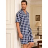 image:imageSWOMOG Men Pajama Set Short Sleeve Summer Pjs Button Down Sleepwear Soft Pajama Shorts 2 Piece Loungewear with PocketsBlue White Plaid
