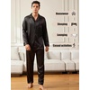 image:imageSWOMOG Men Pajamas Matching Pajamas Set Silk Satin Pj Long Sleeve Button Down Sleepwear 2 Pcs LoungewearBlack