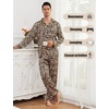 image:imageSWOMOG Men Pajamas Matching Pajamas Set Silk Satin Pj Long Sleeve Button Down Sleepwear 2 Pcs LoungewearLeopard Print