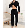 image:imageSWOMOG Men Pajamas Sets Long Sleeve Modal Sleepwear TwoPiece Soft PJs Sets Loungewear with Long PantsBlack