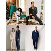 image:imageSWOMOG Men Pajamas Sets Long Sleeve Modal Sleepwear TwoPiece Soft PJs Sets Loungewear with Long PantsBlack