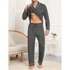image:imageSWOMOG Men Pajamas Sets Long Sleeve Modal Sleepwear TwoPiece Soft PJs Sets Loungewear with Long PantsDark Gray