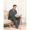 image:imageSWOMOG Men Pajamas Sets Long Sleeve Modal Sleepwear TwoPiece Soft PJs Sets Loungewear with Long PantsDark Gray