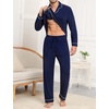image:imageSWOMOG Men Pajamas Sets Long Sleeve Modal Sleepwear TwoPiece Soft PJs Sets Loungewear with Long PantsNavy Blue