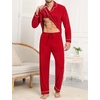 image:imageSWOMOG Men Pajamas Sets Long Sleeve Modal Sleepwear TwoPiece Soft PJs Sets Loungewear with Long PantsRed