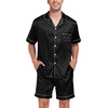 image:imageSWOMOG Men Satin Silk Pajamas Sets Short Sleeve Sleepwear ButtonDown PJs Sets TwoPieces Loungewear with PocketsBlack Leopard Print
