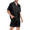 image:imageSWOMOG Men Satin Silk Pajamas Sets Short Sleeve Sleepwear ButtonDown PJs Sets TwoPieces Loungewear with PocketsBlack Leopard Print