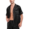 image:imageSWOMOG Men Satin Silk Pajamas Sets Short Sleeve Sleepwear ButtonDown PJs Sets TwoPieces Loungewear with PocketsBlack Leopard Print