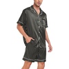 image:imageSWOMOG Men Satin Silk Pajamas Sets Short Sleeve Sleepwear ButtonDown PJs Sets TwoPieces Loungewear with PocketsBlack Stripe Gold