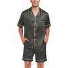 image:imageSWOMOG Men Satin Silk Pajamas Sets Short Sleeve Sleepwear ButtonDown PJs Sets TwoPieces Loungewear with PocketsBlack Stripe Gold