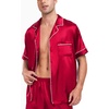 image:imageSWOMOG Men Satin Silk Pajamas Sets Short Sleeve Sleepwear ButtonDown PJs Sets TwoPieces Loungewear with PocketsCamellia Red