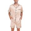 image:imageSWOMOG Men Satin Silk Pajamas Sets Short Sleeve Sleepwear ButtonDown PJs Sets TwoPieces Loungewear with PocketsChampagne