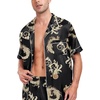 image:imageSWOMOG Men Satin Silk Pajamas Sets Short Sleeve Sleepwear ButtonDown PJs Sets TwoPieces Loungewear with PocketsDark Black