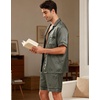 image:imageSWOMOG Men Satin Silk Pajamas Sets Short Sleeve Sleepwear ButtonDown PJs Sets TwoPieces Loungewear with PocketsGrey Dog