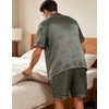 image:imageSWOMOG Men Satin Silk Pajamas Sets Short Sleeve Sleepwear ButtonDown PJs Sets TwoPieces Loungewear with PocketsGrey Dog