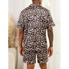 image:imageSWOMOG Men Satin Silk Pajamas Sets Short Sleeve Sleepwear ButtonDown PJs Sets TwoPieces Loungewear with PocketsLeopard